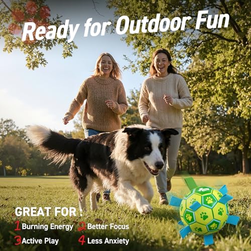 Dog Toys Soccer Ball (Yellow Green / 8 Inch)
