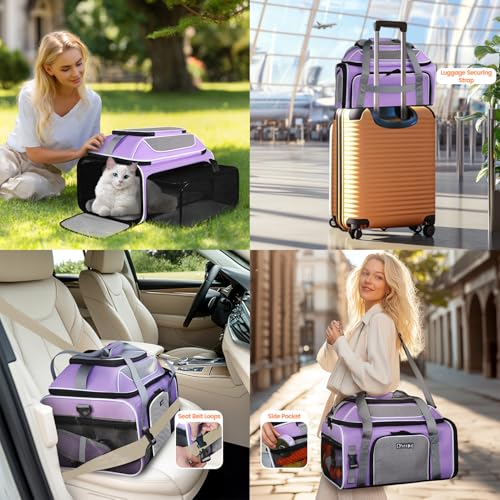 Top and Side Expandable Pet Carrier Airline Approved (Purple with Side Expandable)