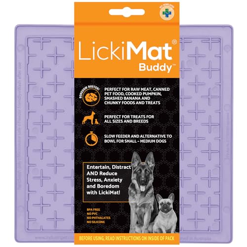Classic Buddy Slow Feeder for Dogs Lick Mat Boredom Anxiety Reducer Perfect for Food Treats Yogurt Liquid Food Peanut Butter Fun Alternative to a Slow Feed Dog Bowl (Lavender)