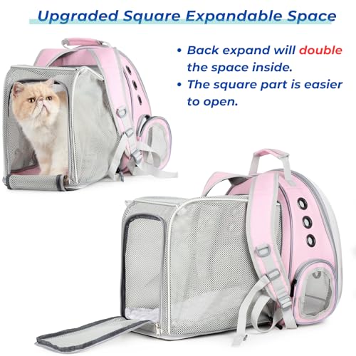 Cat Carrier Backpack (Square Back Expandable-Pink)