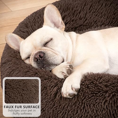 Orthopedic Dog Bed Comfortable Donut Cuddler Round Pet Beds Ultra Soft Washable Dog and Cat Cushion Bed (M(30’’x 30’’) / Chocolate)