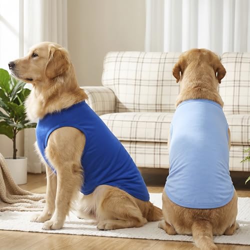 6 Pack Solid Color Dog Shirt Blank Pet Sleeveless Clothes Soft Puppy Cat T (Large)