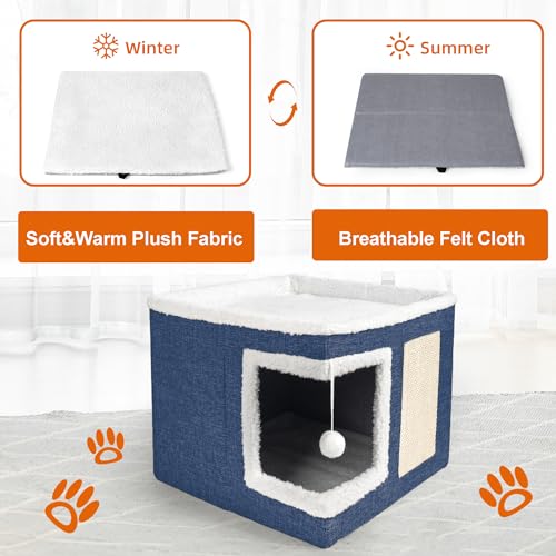 Cat Houses for Indoor Cats (S / Navy Blue)