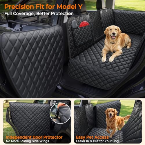 Hard Bottom Dog Back Seat Extender (Black / S - For Tesla Model Y)