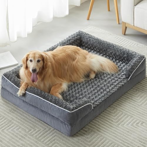 Orthopedic Washable XL Dog Bed for Senior Dog Cozy Sleep (42.0"l X 30.0"w X 7.0"th / Dark Grey)