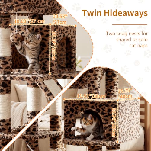 Cat Tree, 71-Inch-Tall Tower for Indoor Cats with 2 Perches HCT034BW (Leopard Print / 71 inch)