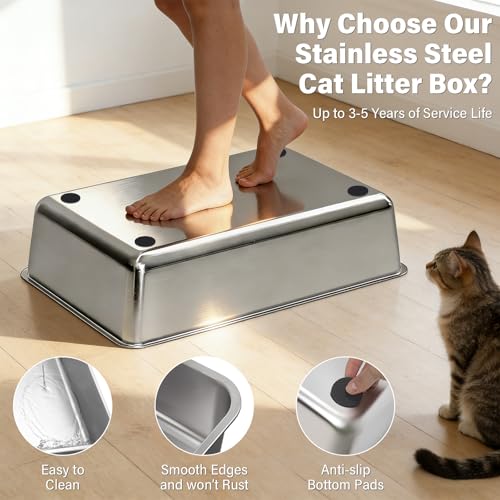 Stainless Steel Litter Box with Lid (X-Large (Enclosed))