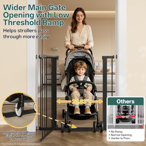 29.6 39.1 in Wide x 35.5 in High Extra Tall Baby Gate (Black / 29.6-39.1"W x 35.5"H)