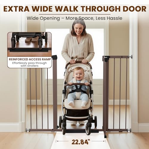 36" Extra Tall Baby Gate for Stairs (Brown / 29.7-51"W x 36"H)