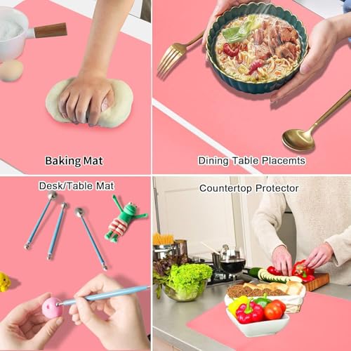 Extra Large Silicone Mats for Kitchen Counter (07-soft Pink‌ / 27.6"L x 16"W)
