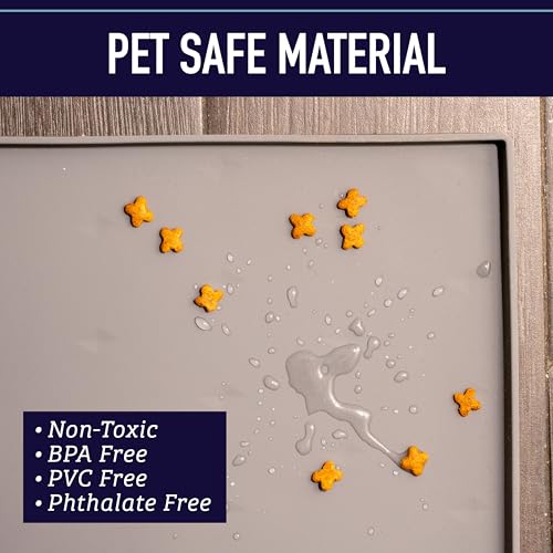 Dog Food Mat Waterproof Silicone Pet Feeding Mat with Raised Edges for Dogs & Cats (Crate / Grey)