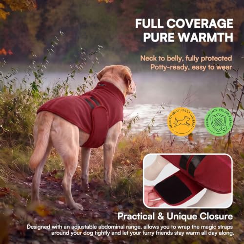 Cat Sweater Soft Fleece Dog Vest Warm Dog Jacket with Leash Hole (Burgundy / XX-Small)