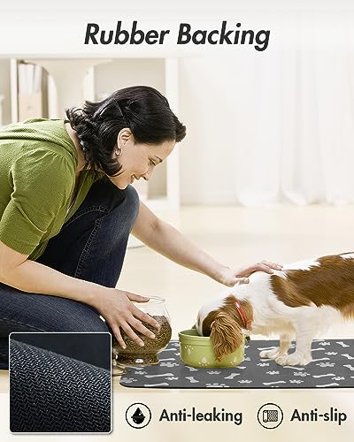 Absorbent Pet Feeding Mat (MP-DARKGREY / 12"x19")