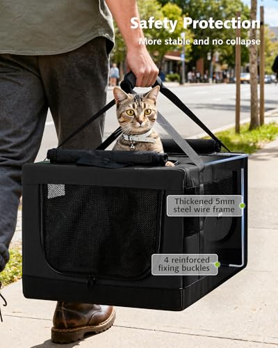 Cat Carrier Soft Double Pet Crate for 2 Cats Travel (Dark Gray)