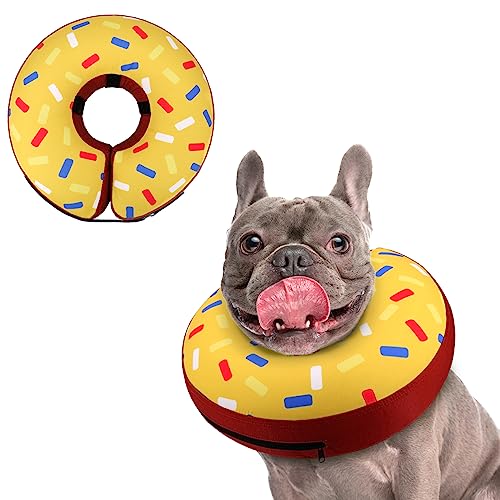 Inflatable Dog Cone Collar for Large Medium Small Dogs (Donut Yellow / M(Neck 9"-12.5"))