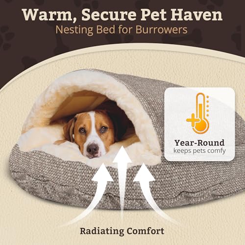 Cozy Cave Dog Bed (45.0"L x 45.0"W x 8.0"Th / Merlin Linen)