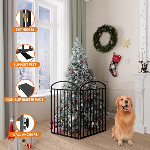 2 Panels Full Matel Freestanding Dog Gates (【2 Panels】48"W*36H" / Black)