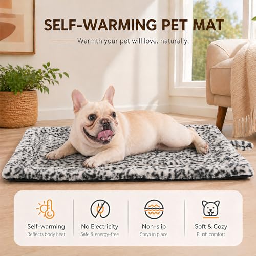 Self Warming Cat Pad for Cats and Dogs (30 x 24 inch / Black/White)