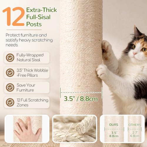 Cat Tree Tower with 12 Extra (Light Grey / XL)