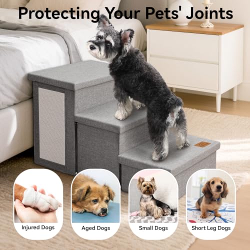 Dog Stairs with Storage (Grey with Cat Scratcher No Condo / 3)