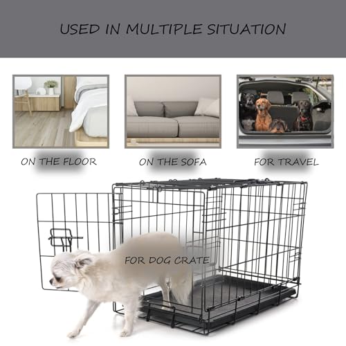Washable Dog Bed Mat Medium Size Fluffy Pet Crate Pad 21x13 (Grey / 21.00" x 13.00" x 1.50")