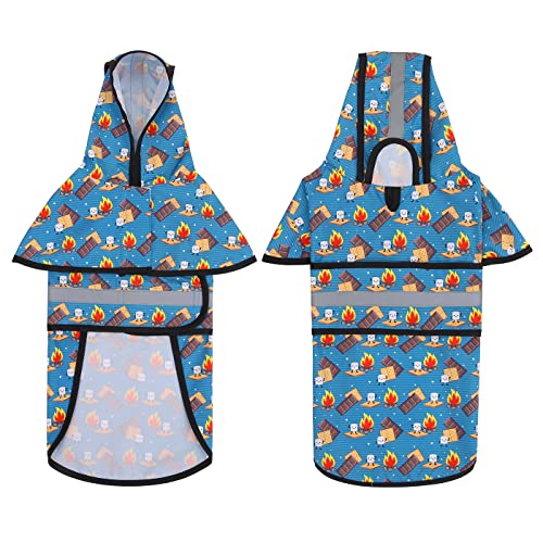 Dog Raincoat with Hood & Leash Hole S (Small / Happy Camper)
