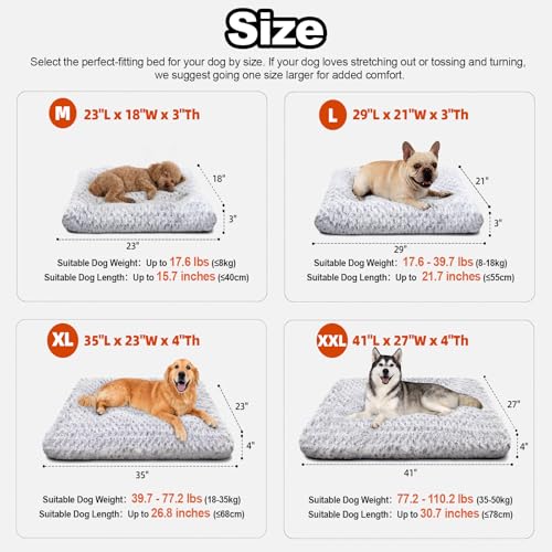 Dog Bed Large Size (Light Grey / 35"L x 23"W x 4"Th)