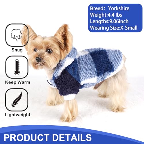 Dog Sweaters for Small Dogs (X-Small (Chest 12.2 in) / Blue Plaid)