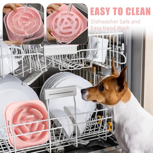 Slow Feeder Dog Bowls for Medium Dogs & Cats (Medium / Pink)