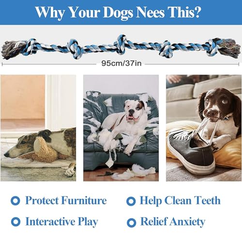 Dog Rope Toys for Large Dogs Aggressive Chewers (colorful-1PCS)