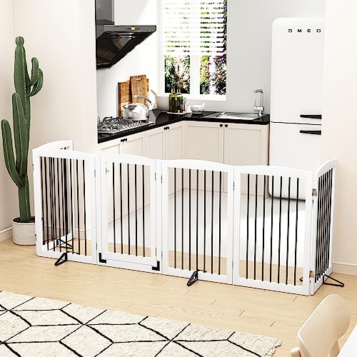 Freestanding Pet Gate with Door (6 Panel 32" / White & Black)
