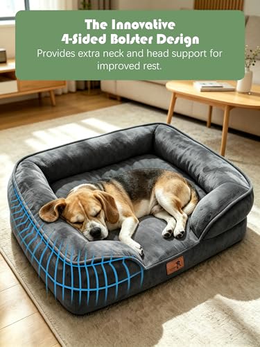 Orthopedic Dog Bed with Sides (28.0"L x 23.0"W x 6.5"Th / Dark Grey)