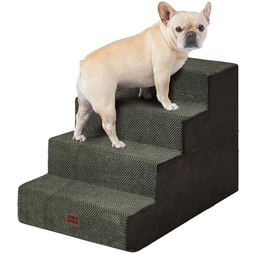Dog Stairs for Bed 20" H (Military Green / Extra Wide 16.5" x 28" x 20")