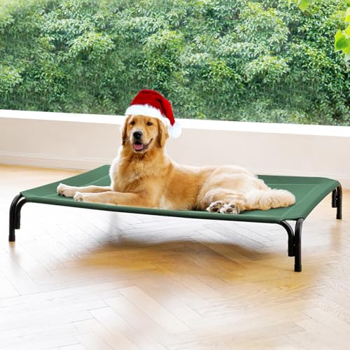 Elevated Dog Bed Outdoor Cooling Raised Cot for XL Dogs (XL-48.8"L×35.8"W×7.9"Th / Green)