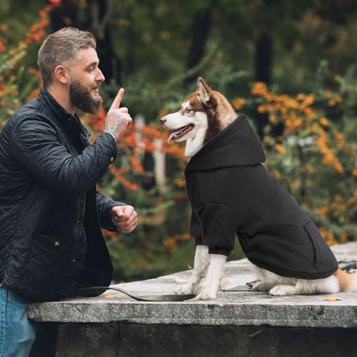 Dog Sweaters for Large Dogs Dog Hoodie Fleece Sweater Soft Clothes Sweatshirt with Pocket Hoodie for Large Dogs (X-Large / Black)