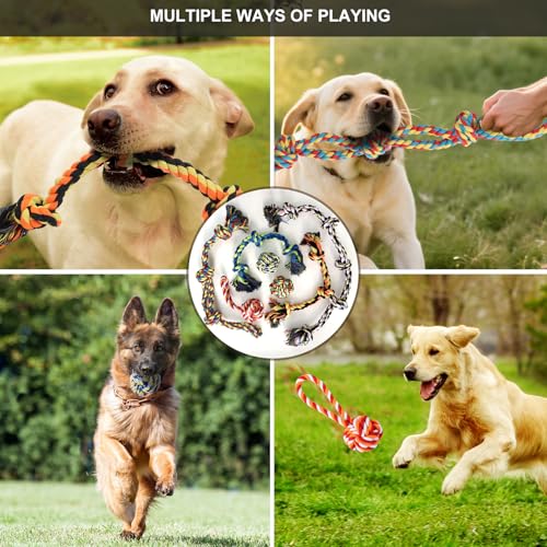 Large Dog Rope Toy for Aggressive Chewers (7 Pack-M-L)