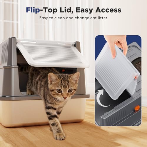 Small Enclosed Stainless Steel Litter Box with Lid for Kitty (Small / Grey)