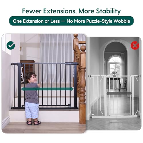 Baby Gate for Stairs No Drilling (Black / 31-36"W, 30"H)
