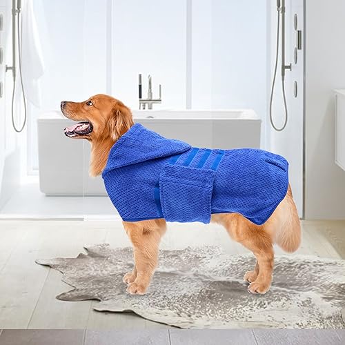 Dog Drying Coat with Hood (X-Large / Blue(Pineapple grid Hood))