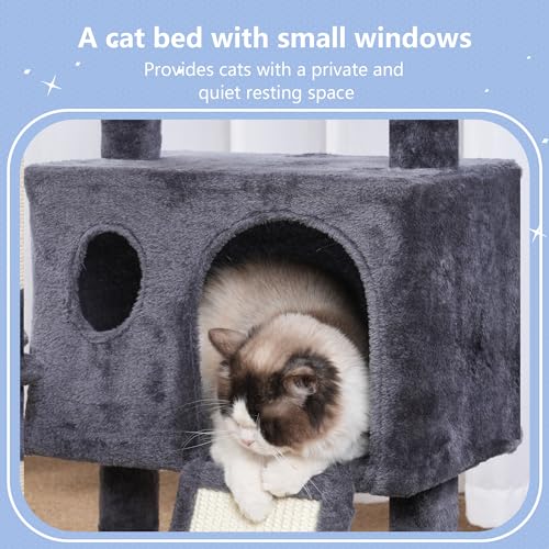 Cat Tree Tower with Removable Toys (41.3 Inches / Smoky Gray)