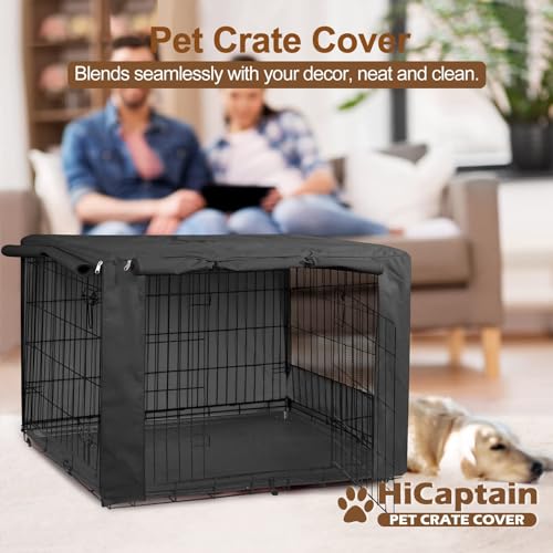 48 Inch Dog Crate Cover with Mesh (48.0"L x 30.0"W x 33.0"H / Black)