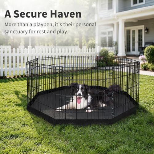 Foldable Metal Dog Exercise Pen (Black / 36''H)