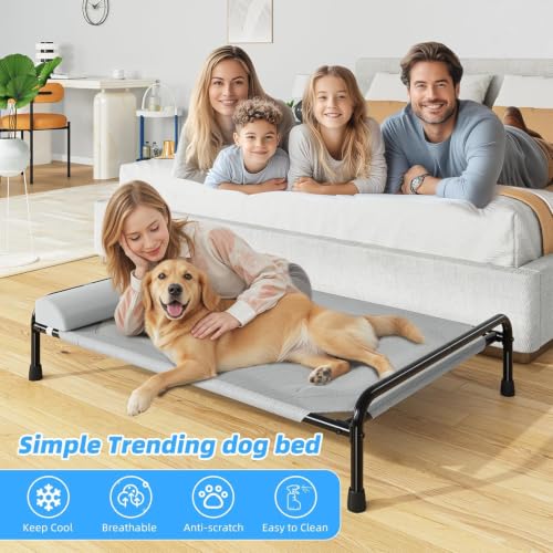 Elevated Dog Bed for Large Dogs (44.5"L x 31"W x 9.25"Th / Grey)