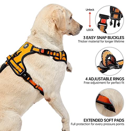 Reflective Dog Harness for Large Dogs (Orange / Large)