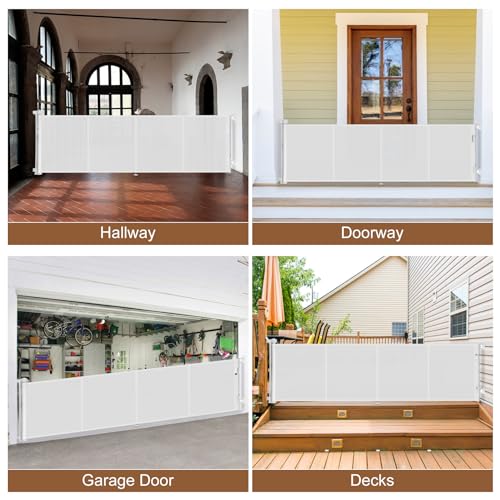 200 inch Reinforced Retractable Baby Gates 37 inch Tall (White / 37" Tall x 200" Wide)