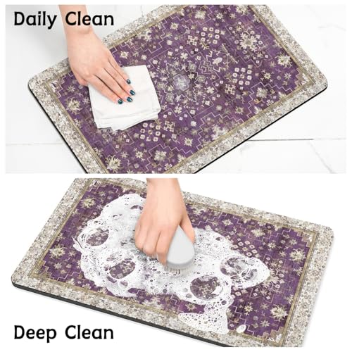 Pet Food Mats for Floor (Purple / 24"l X 16"w)