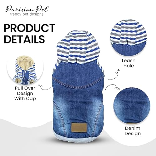 Basic Dog Hoodie Lightweight Denim Striped Sweatshirt Pullover Hoodie for Dogs (XL / Denim Striped Hoodie Blue)