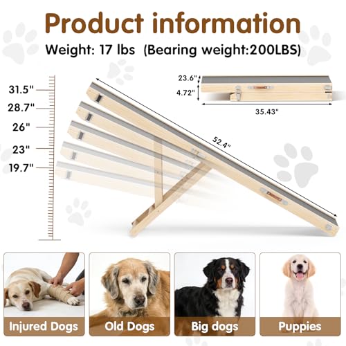 Foldable Dog Ramp for High Beds & SUVs (63"L x 16.7"W x 2.4"H)