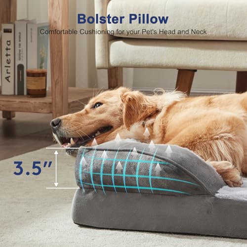 Orthopedic Supportive Large Dog Bed (42.0''l x 32.0''w x 6.5''th / Grey)