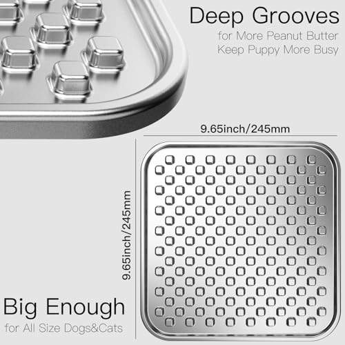 Double Wall Stainless Steel Lick Mat for Dogs & Cats (Large-1Pack)